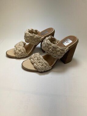 DV Dolce Vita Women's Roulette Knit Cream Heeled Sandal Sz 7